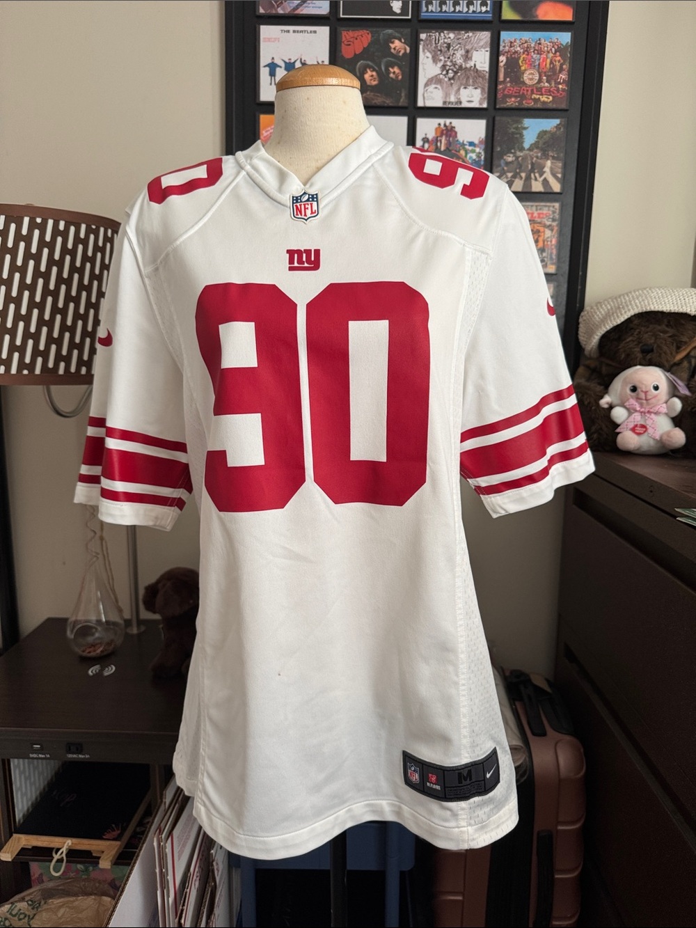Nike New York Giants #90 White & Red Football Jersey